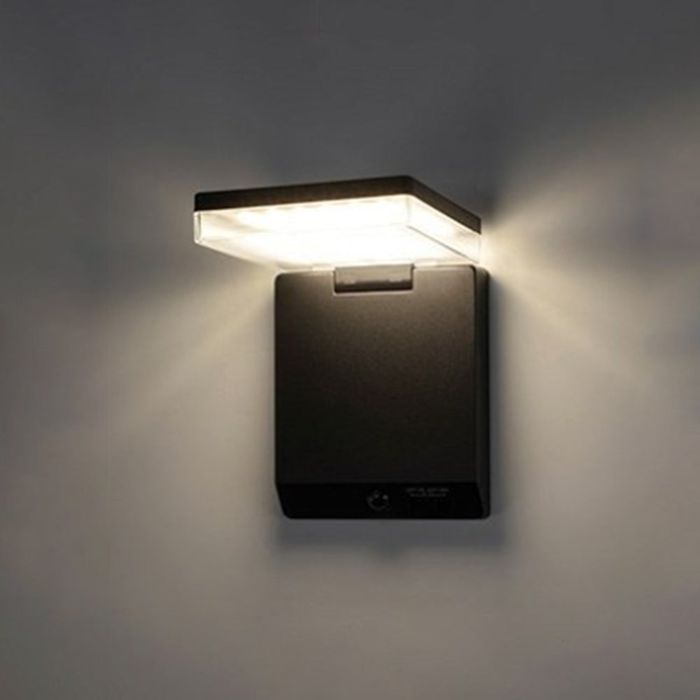 Ray Modern Minimalist Right-Angle Acrylic Sensor Solar Waterproof Outdoor Wall Lamp, Black
