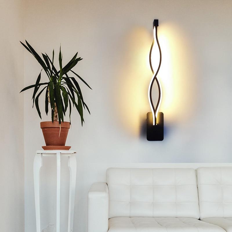 Arisha Wave Modern Simple Wall Lamp, Black & White