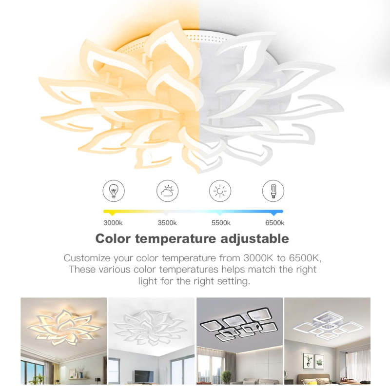 Arisha Elegant Flower Flush Mount Ceiling Light, White/Black