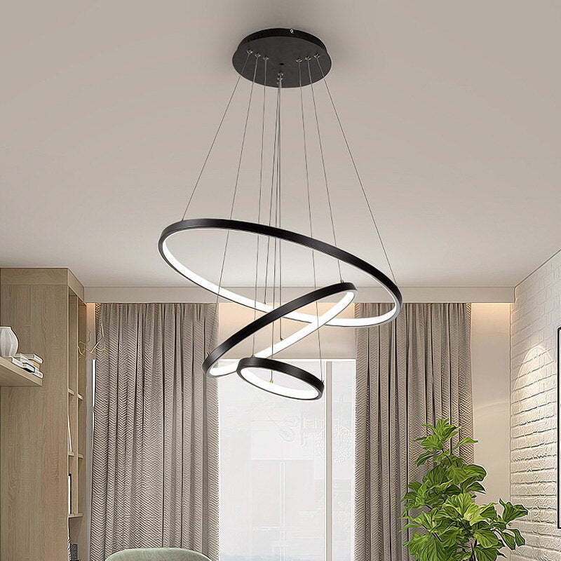 Arisha Pendant Light, Inner Ring Illuminated, White/Black/Gold