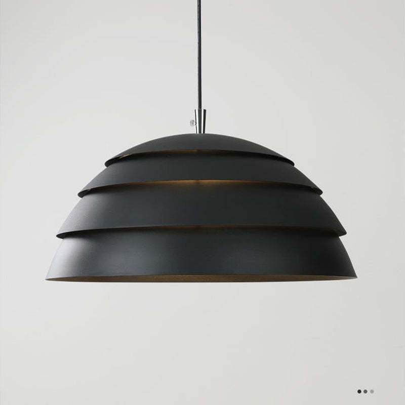 Arisha Design Semi-Globe Metal Pendant Light, Black/White