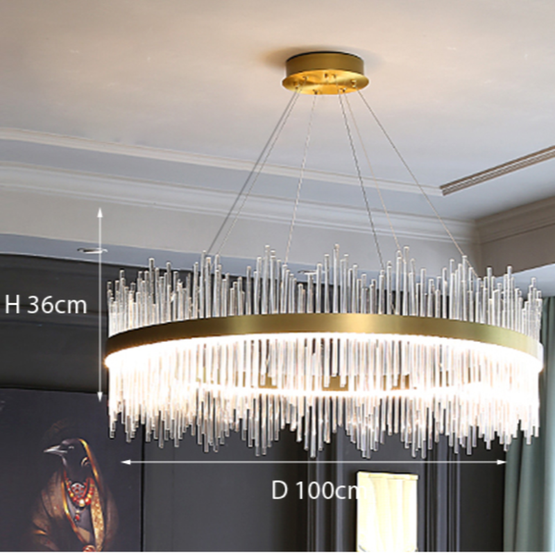Kristy Modern Round/Rectangular Chain Chandelier, Gold