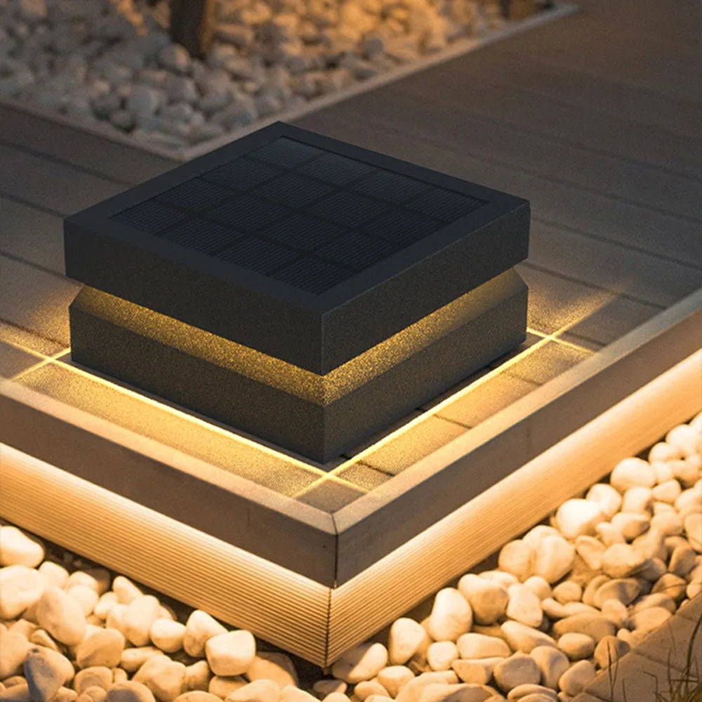 Ray Modern Concave Metal Black Outdoor Lamps, Solar