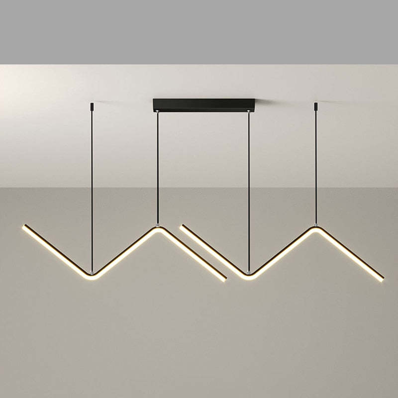 Arisha Modern Wavy linear Pendant Light Double, Black/Gold