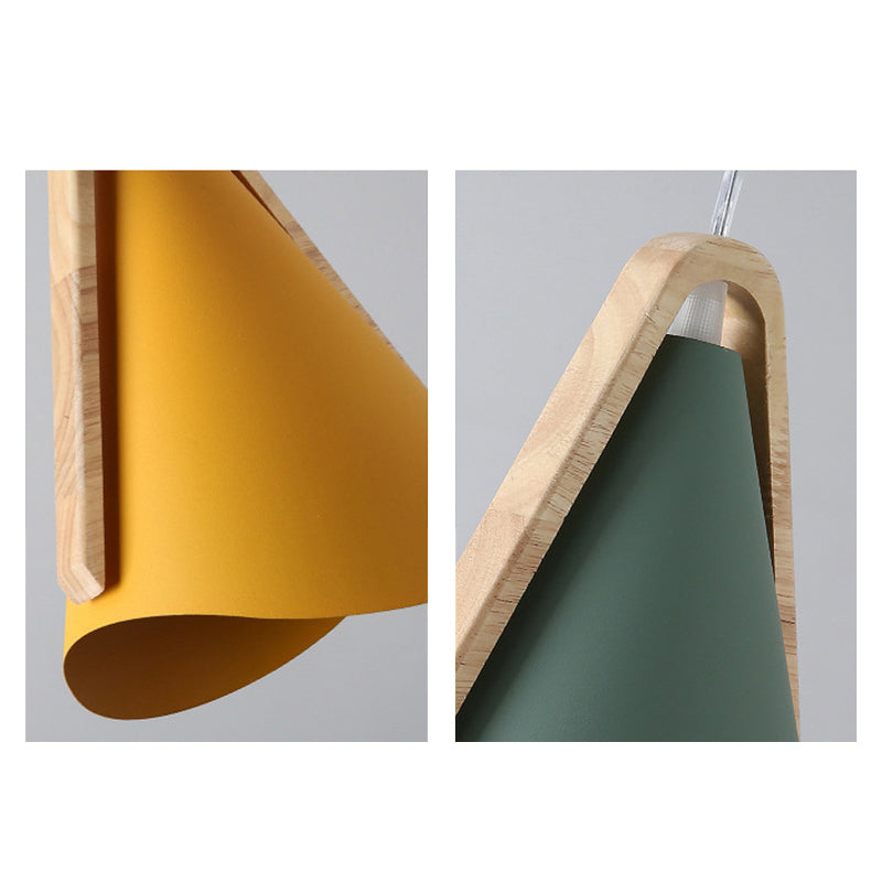 Valentina Modern Cone Pendant Light, Wood/Metal