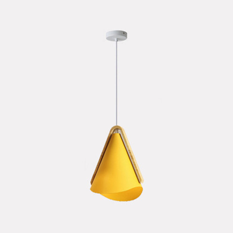 Valentina Modern Cone Pendant Light, Wood/Metal