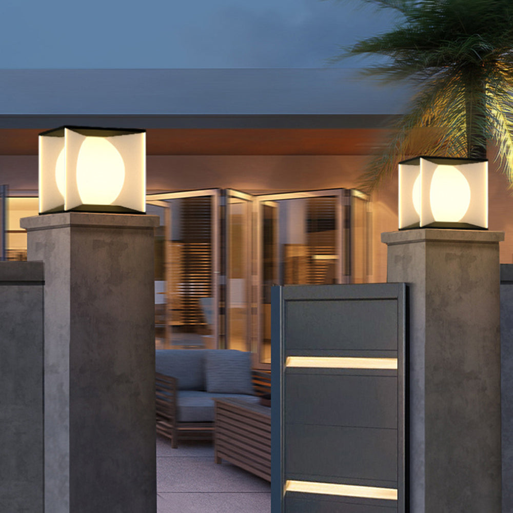 Ray Modern Moon Metal Outdoor Pier-Mount Pillar Light
