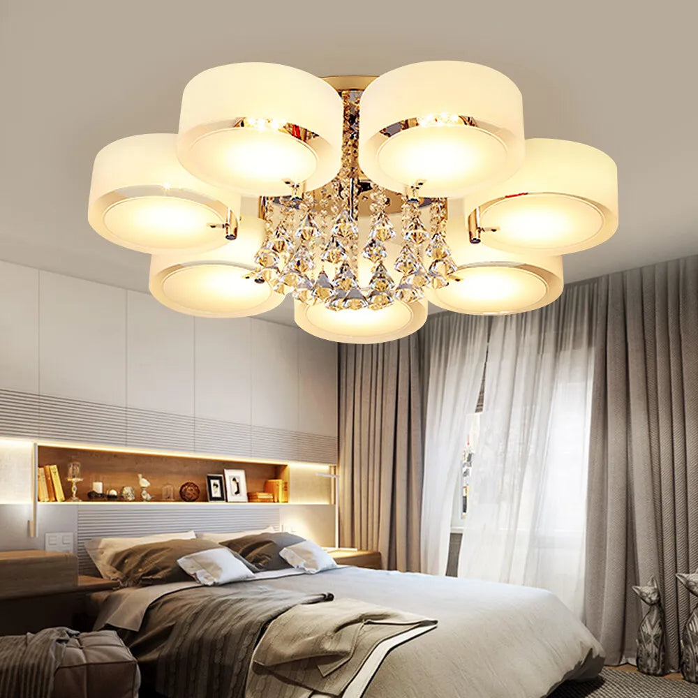 Arisha  Flush Mount Ceiling Light   Glass  White Modern Round Hallway