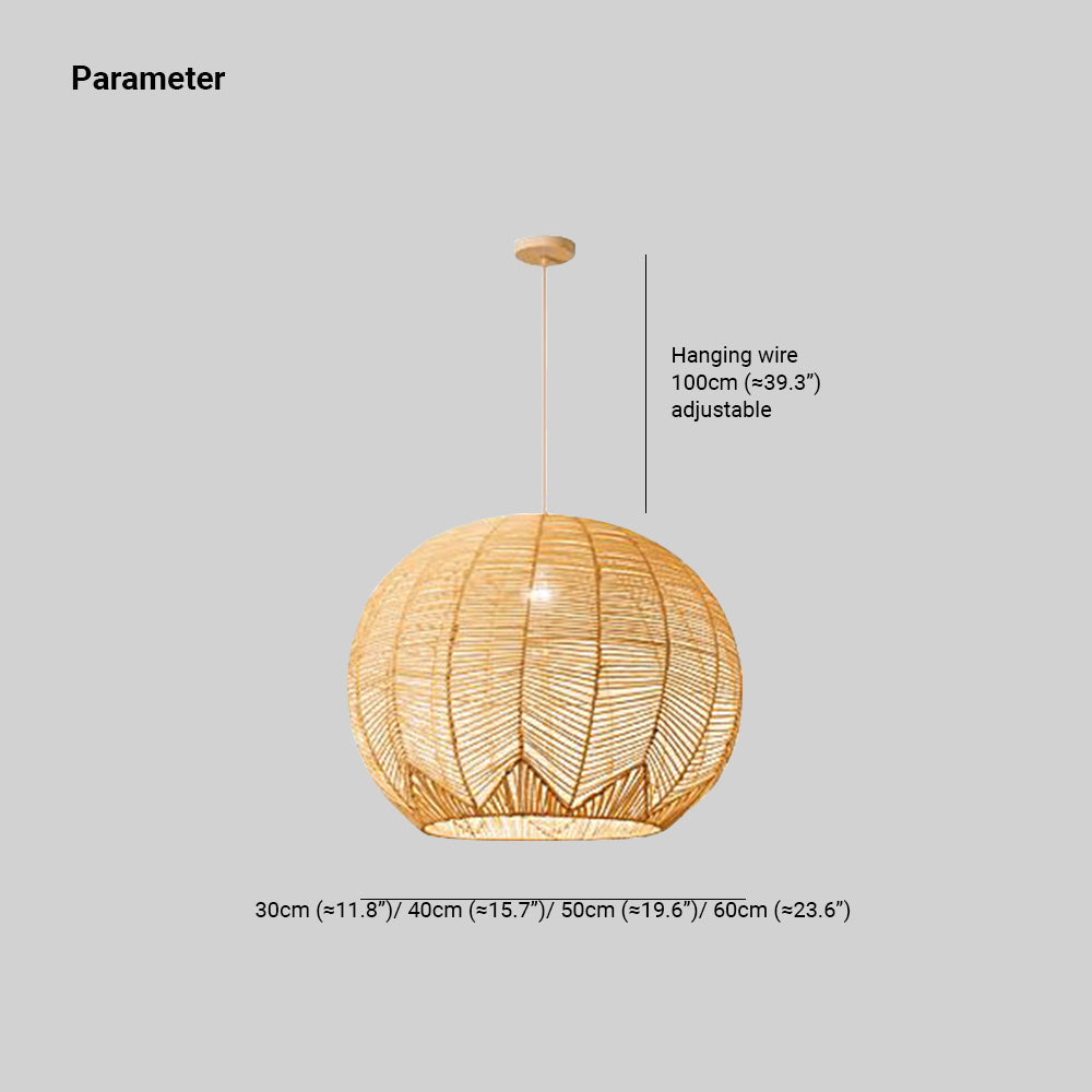Ritta Designer Round Handmade Rattan Pendant Light, Dining Room