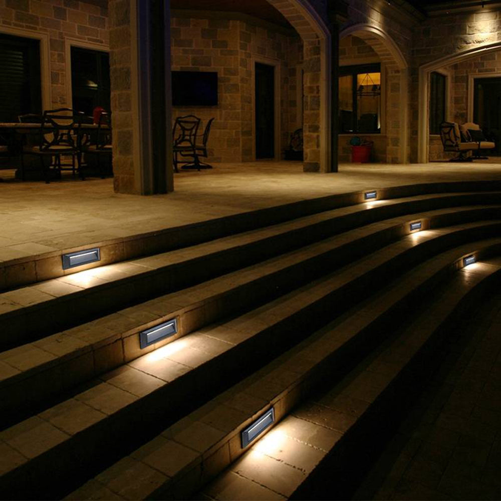 Ray Modern Metal Rectangular Outdoor Deck/Step Light, Black