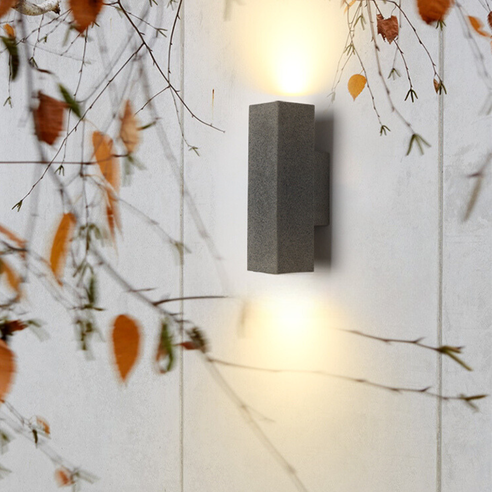 Ray Minimalist Cement Square Outdoor Wall Lamp, White