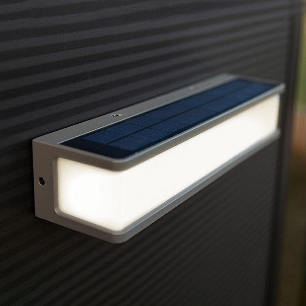 Ray Modern Minimalist Rectangular Acrylic Sensor Solar Outdoor Wall Lamp, Black/White