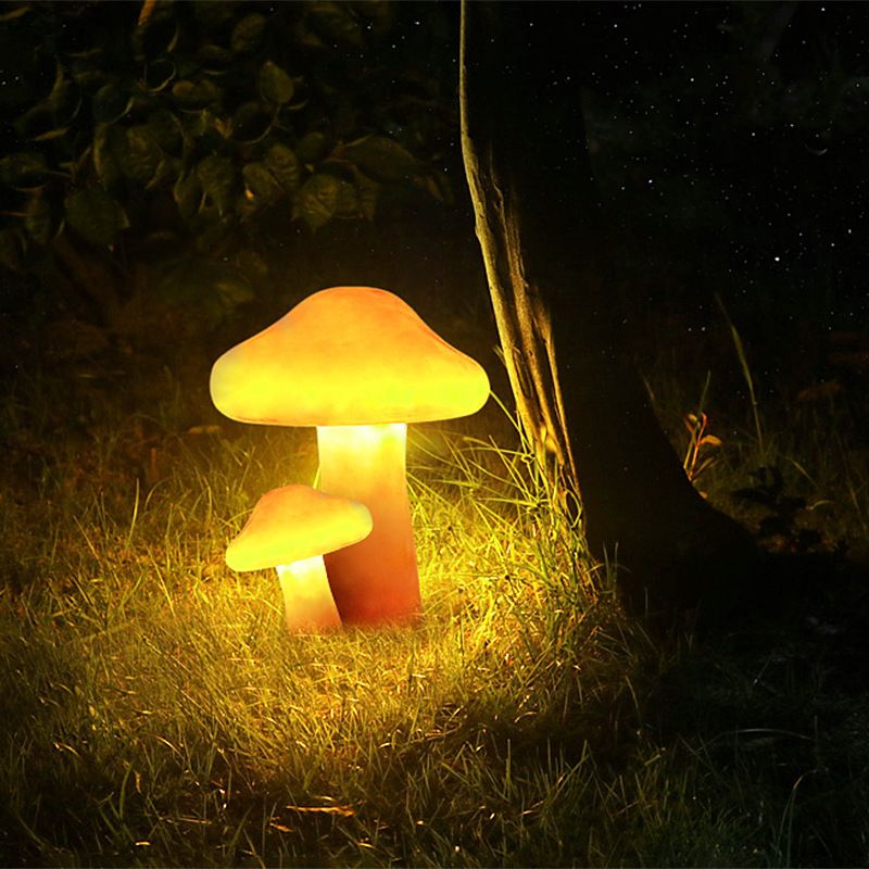Ray Mushroom Outdoor Ground Light, Hardwired/Solar, Orange