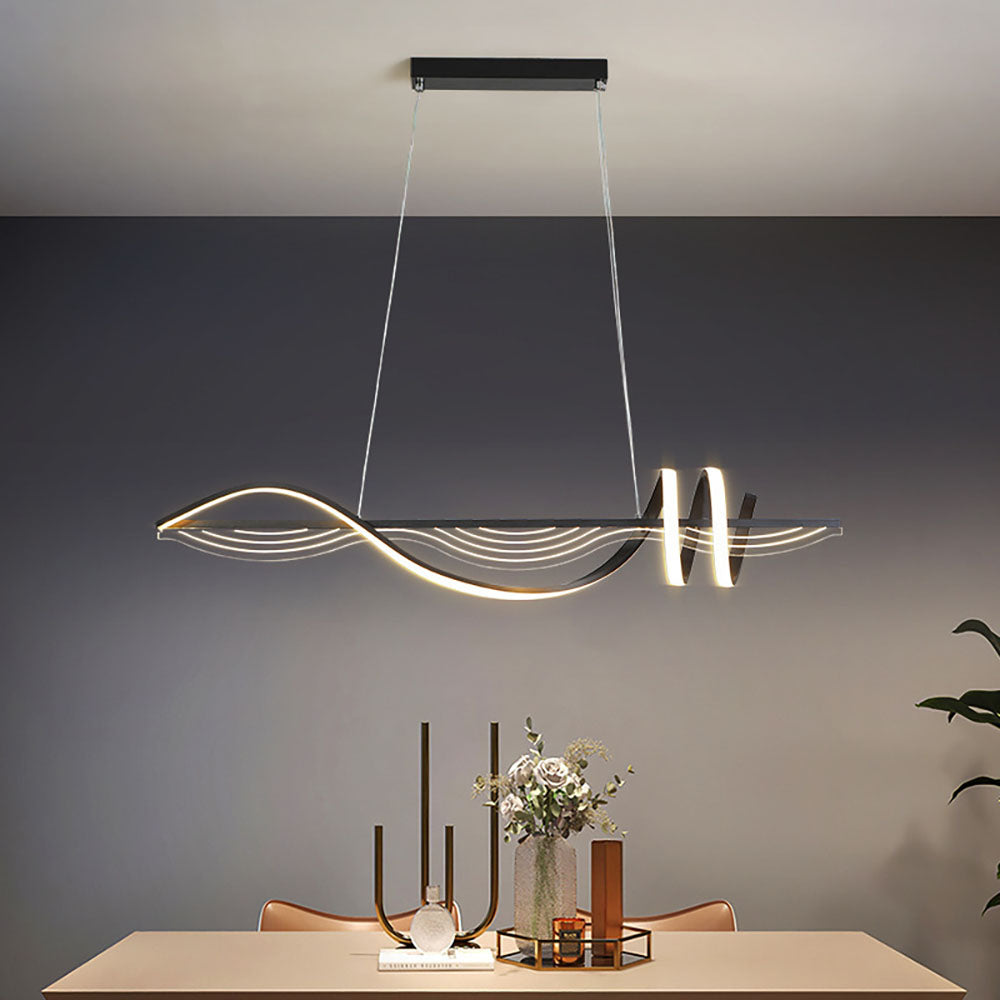 Arisha Contemporary Style Linear Metal Pendant Light White/Black