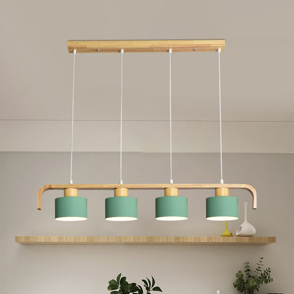 Valentina Pendant Light Cylinder Nordic, Bamboo, White/Green/Gray, Bedroom