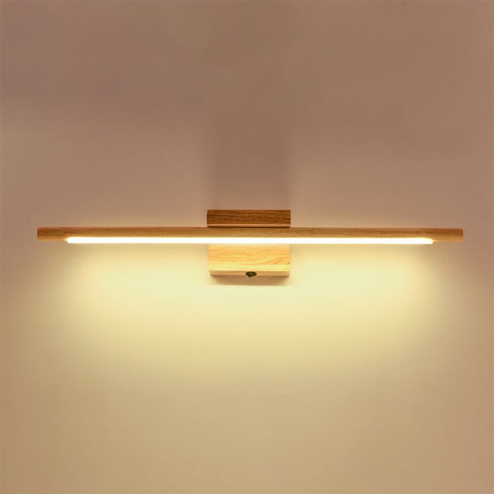 Muto Nature Wood Linear Mirror Front Vanity Wall Lamp