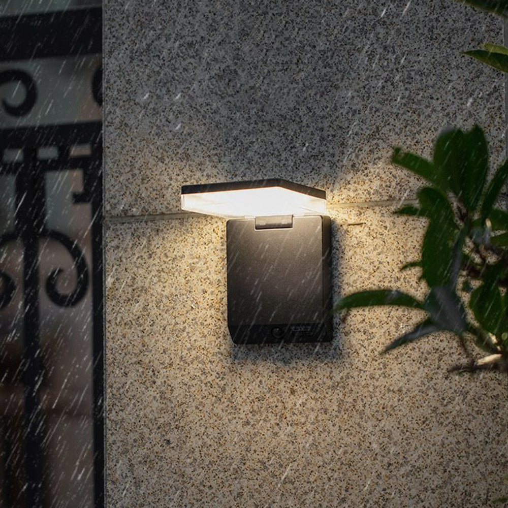 Ray Modern Minimalist Right-Angle Acrylic Sensor Solar Waterproof Outdoor Wall Lamp, Black