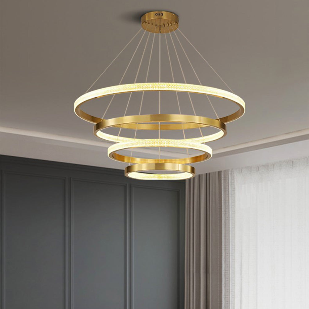 Kristy Modern Ring Metal/Arcylic LED Pendant Light, Black/Gold