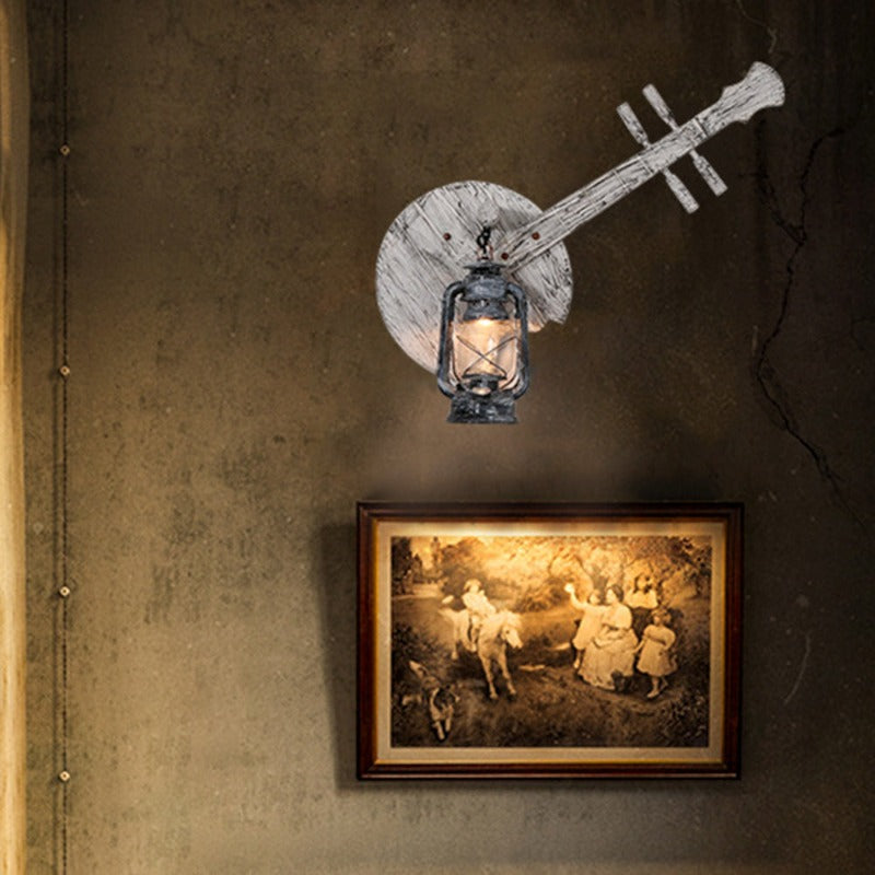 Epoch Wall Lamp Lute Vintage Lantern Wooden Gray, Dining Room