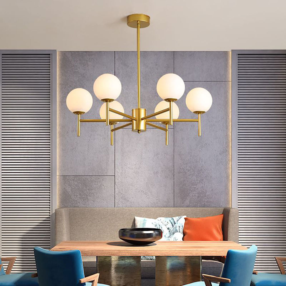Silva Modern Globe Bubble Metal/Glass Pendant Light, Gold/Black