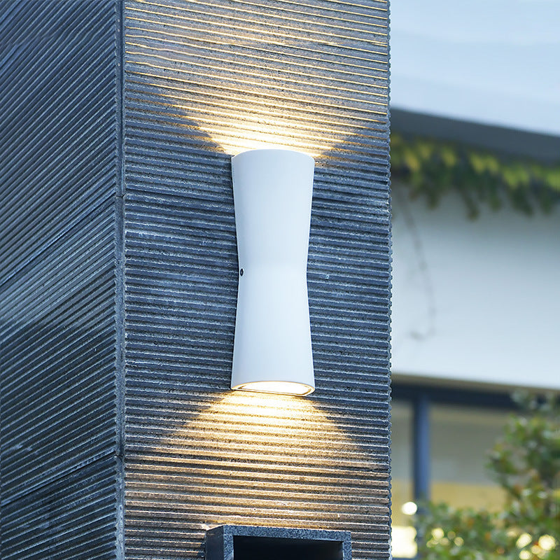 Ray Minimalist Torch Metal Outdoor Wall Lamp Waterproof, Black/White