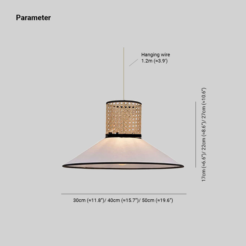 Ritta Modern Rattan/FabricPendant Light, White
