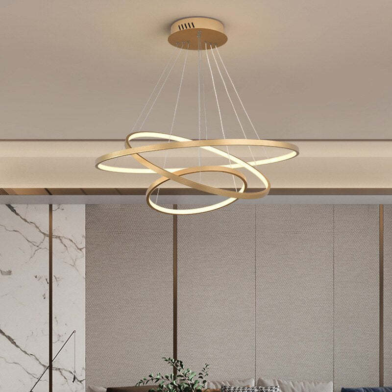 Arisha Pendant Light, Inner Ring Illuminated, White/Black/Gold