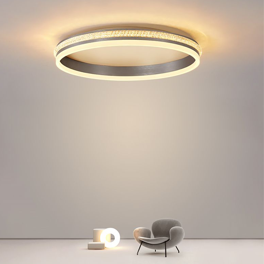 Arisha Modern Ring Metal/Acrylic Flush Mount Ceiling Lights, Silver