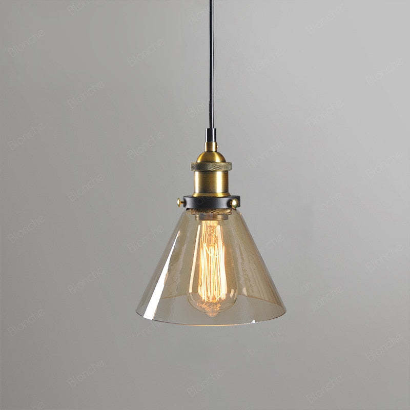 Valentina Industrial Glass Pendant Light Clear/Amber/Smoke Grey