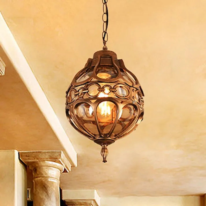 Silva Loft Sphere Vintage Farmhouse Rustic Pendant Light Black/Bronze Dining Room