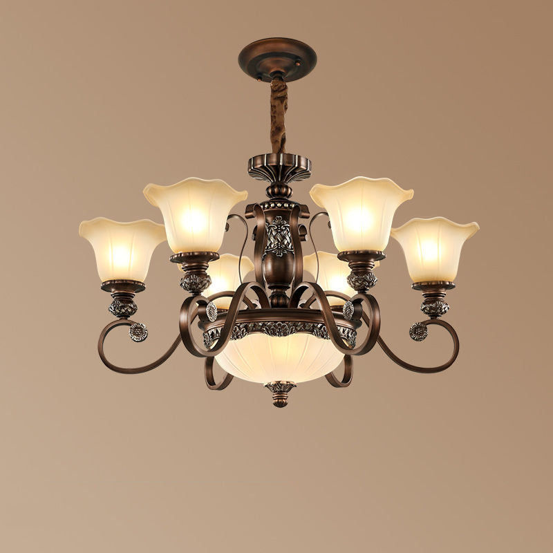Arisha Retro Flower Pendant Light Metal Glass Living Room Bedroom