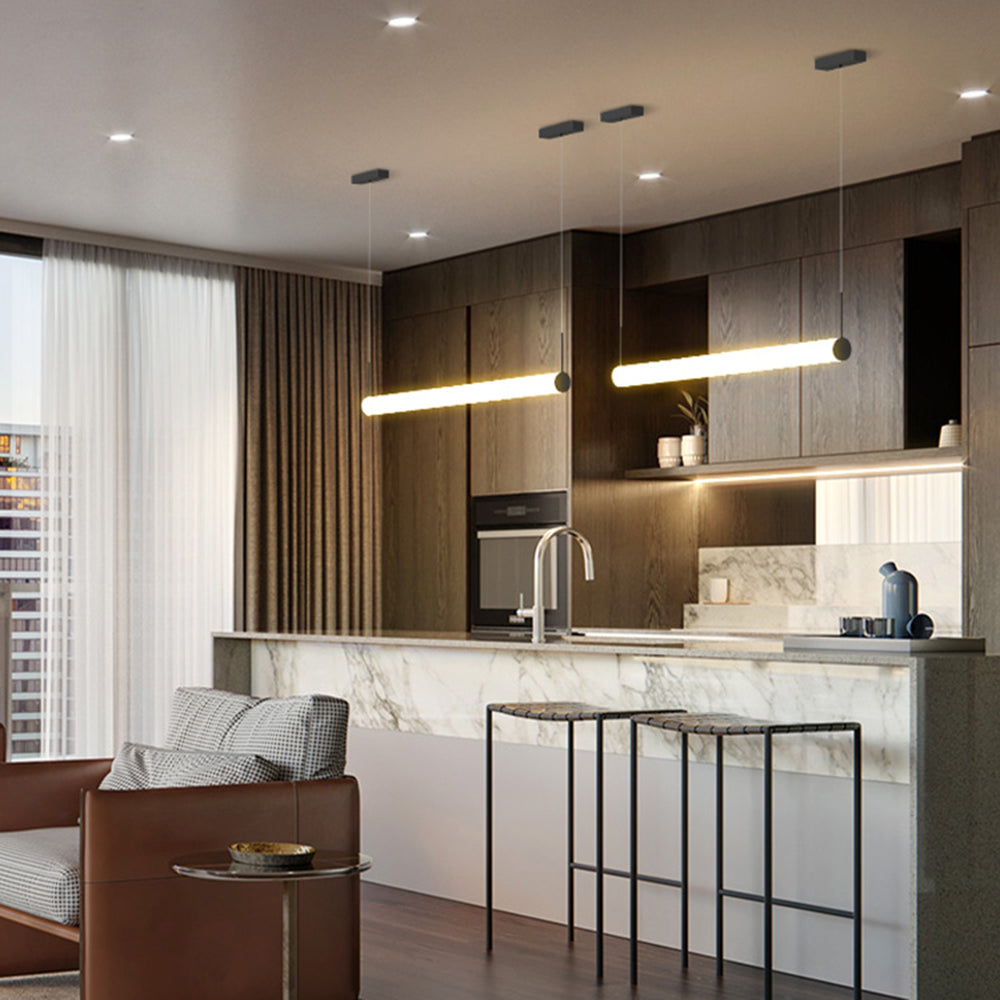 Ray Modern Cylinder White Pendant Light, Metal/Acrylic