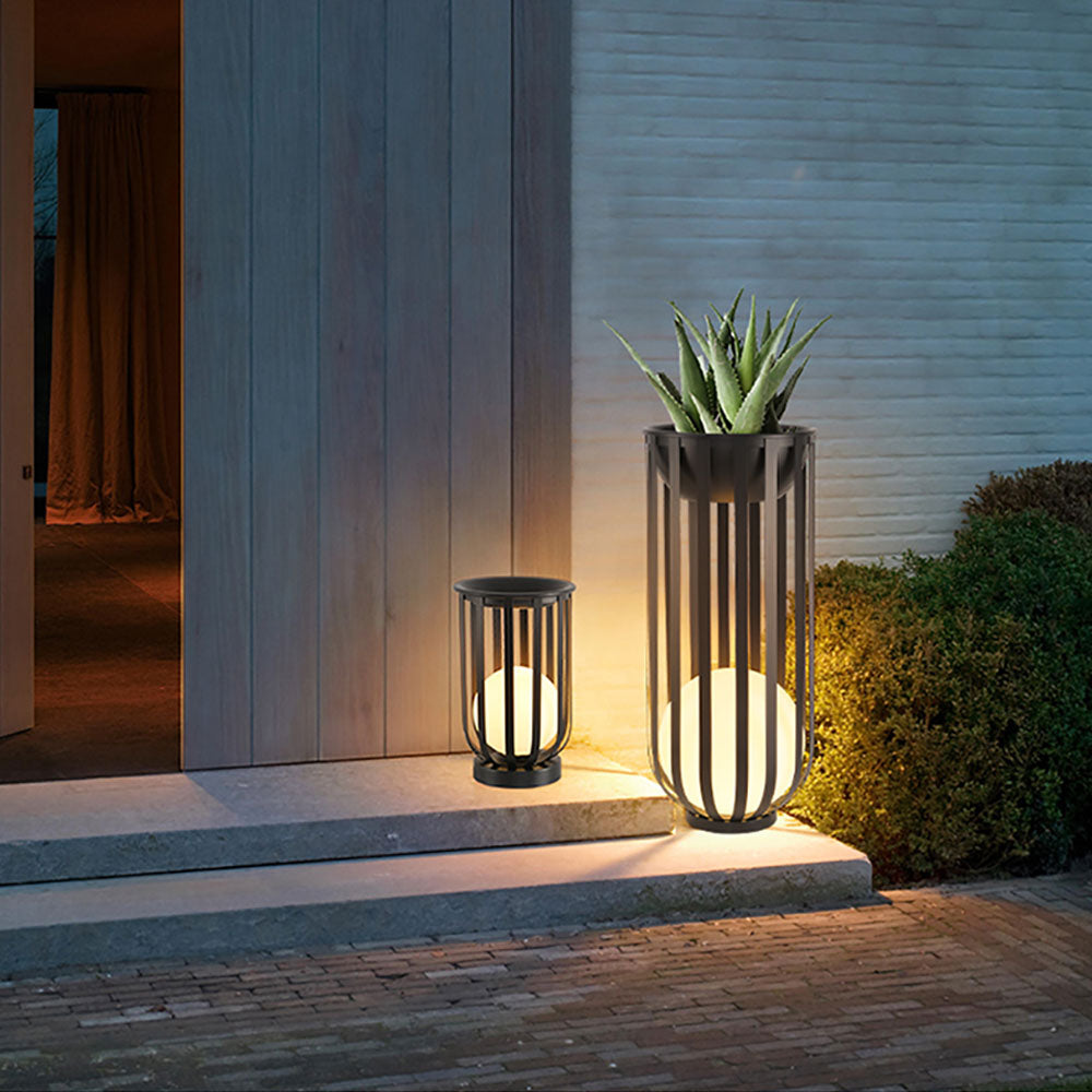 Ray Modern Globe Solar/Rechargeable Outdoor Floor Lamp, Black