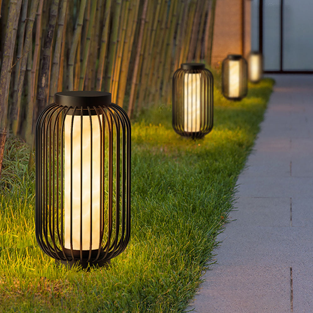 Ray Lantern Solar/Rechargeable Outdoor Floor Lamp, Brown