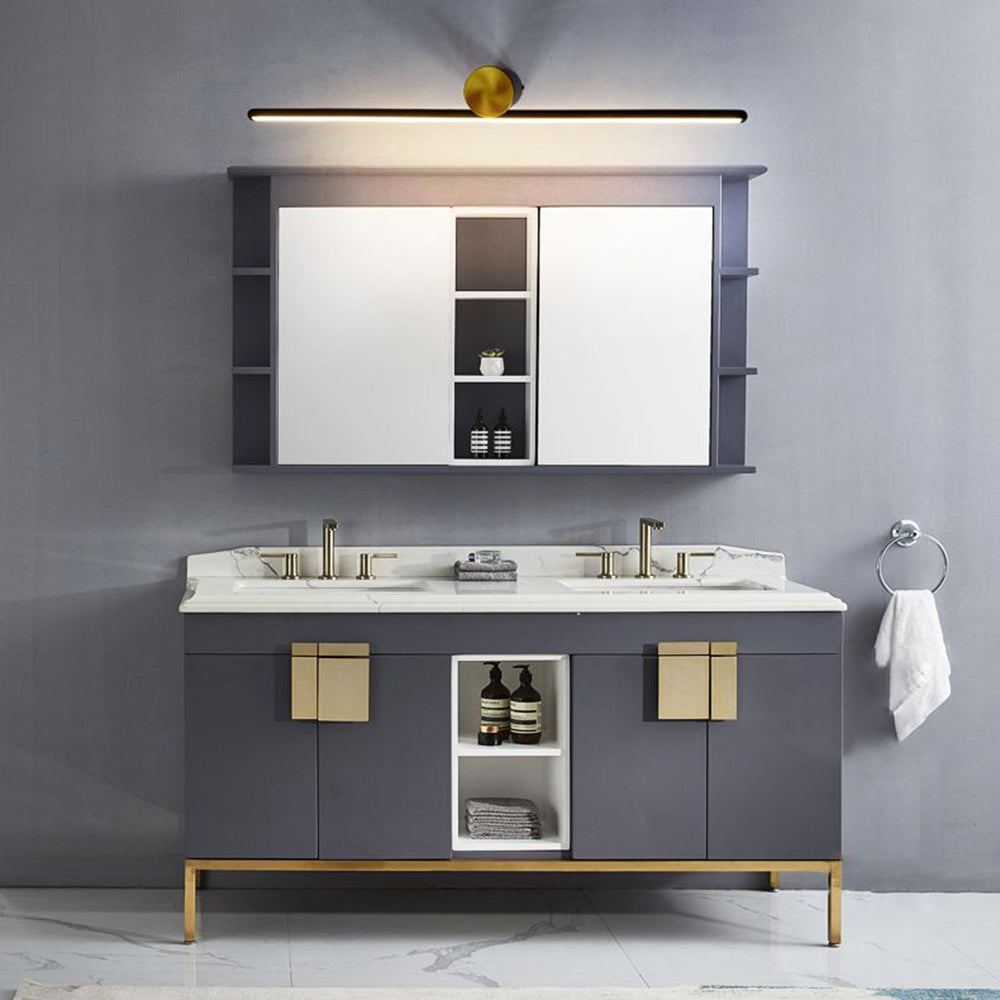 Arisha Modern Metal Linear Mirror Vanity Wall Lamp, Black/White