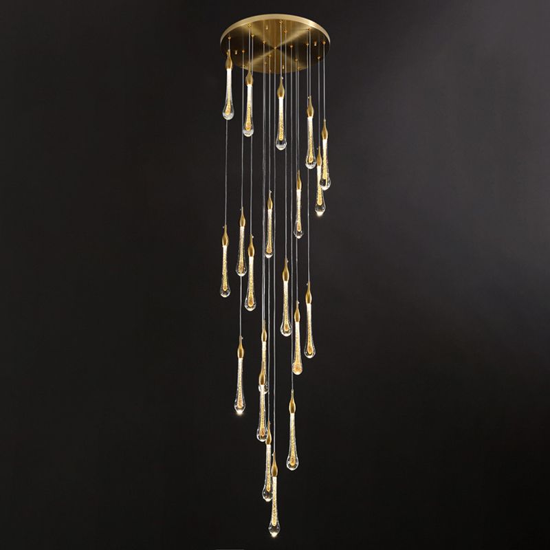 Valentina Modern Teardrop Crystal Chandelier, Gold