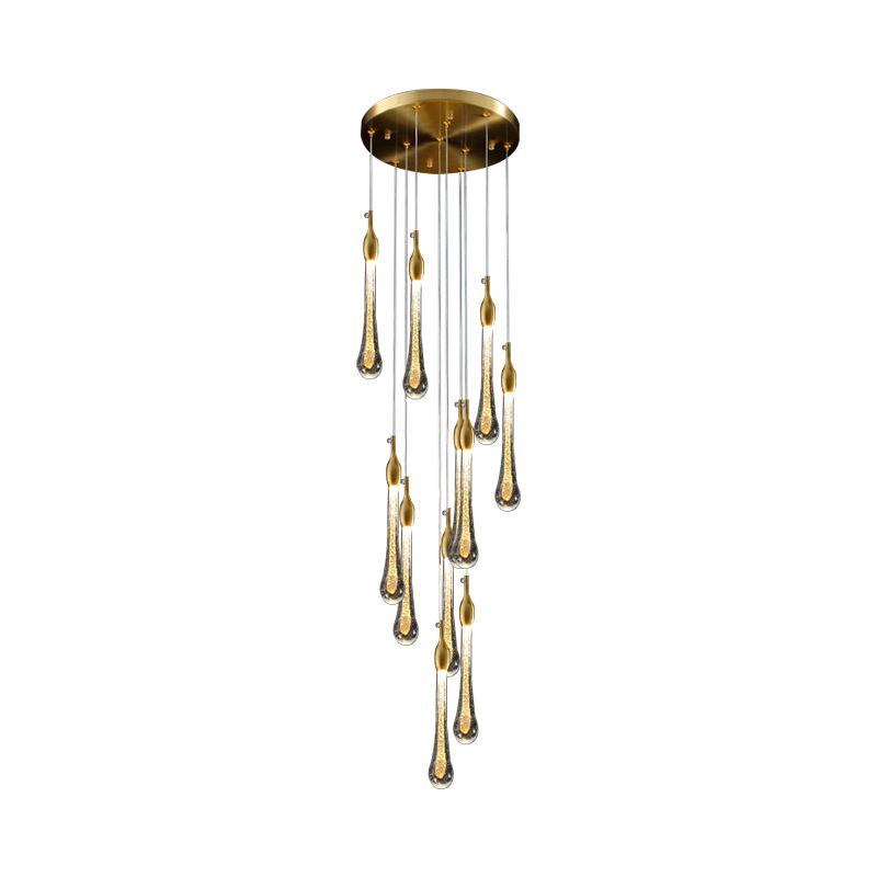 Valentina Modern Teardrop Crystal Chandelier, Gold