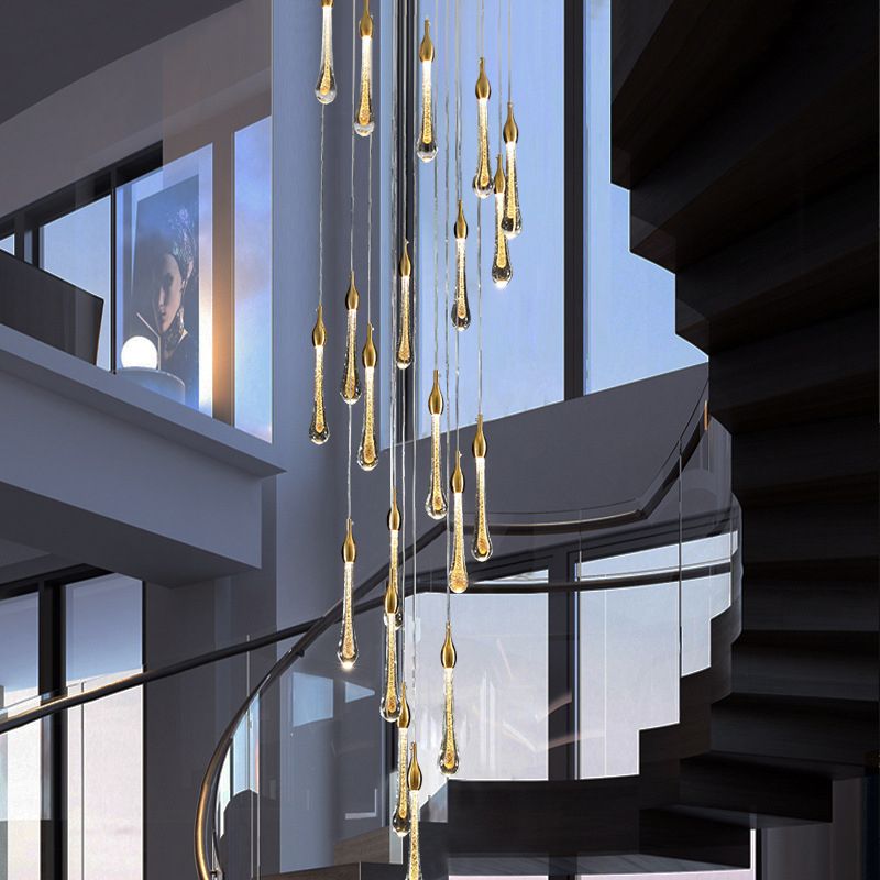 Valentina Modern Teardrop Crystal Chandelier, Gold