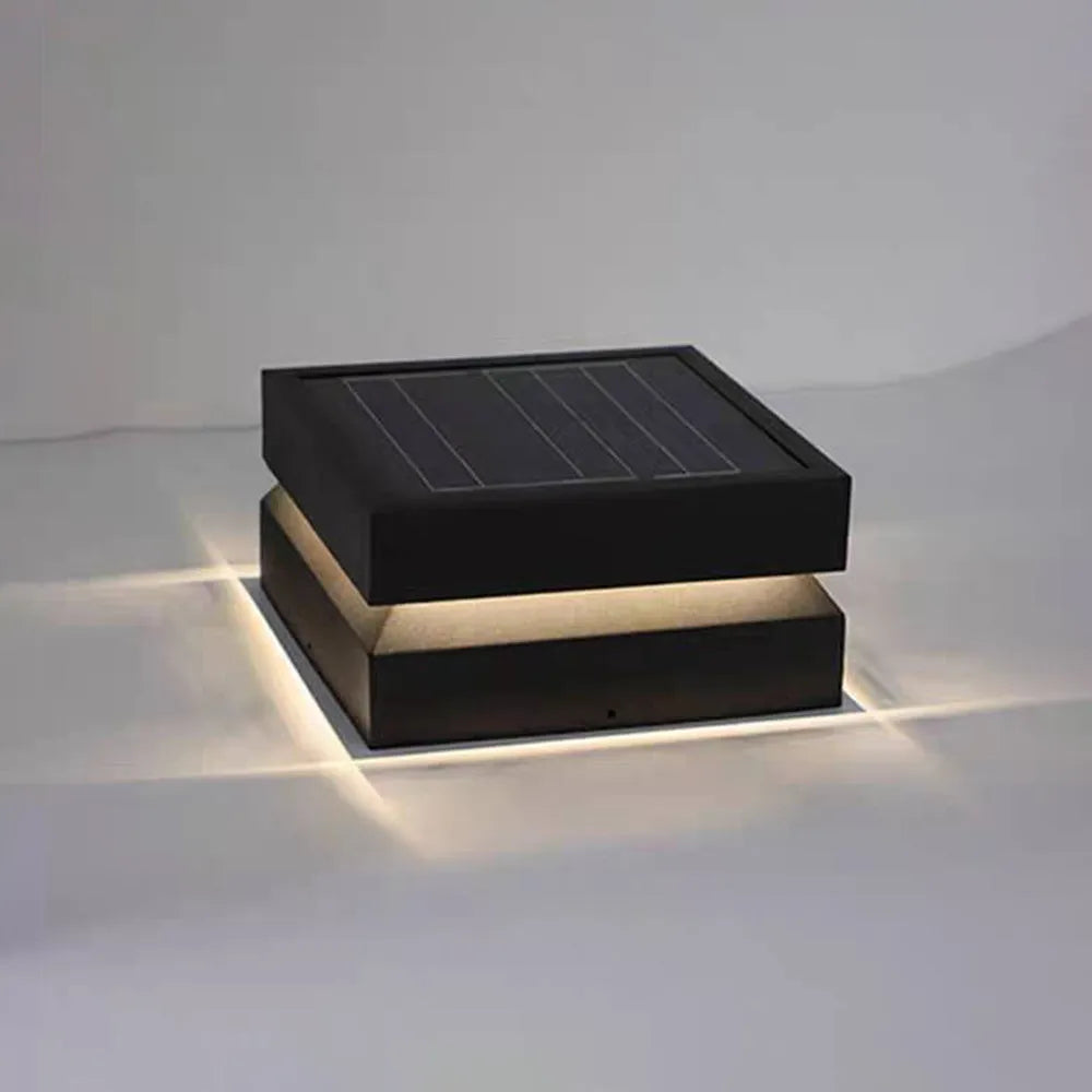 Ray Modern Concave Metal Black Outdoor Lamps, Solar