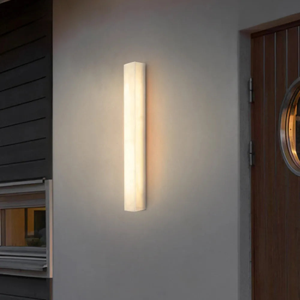 Ray Modern Rectangular Resin Outdoor Wall Lamp, White