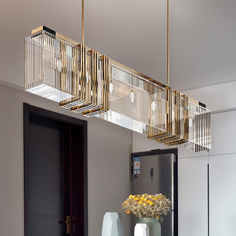 Kristy Metal Chandelier Pendant Light, Luxury Rectangular, Gold