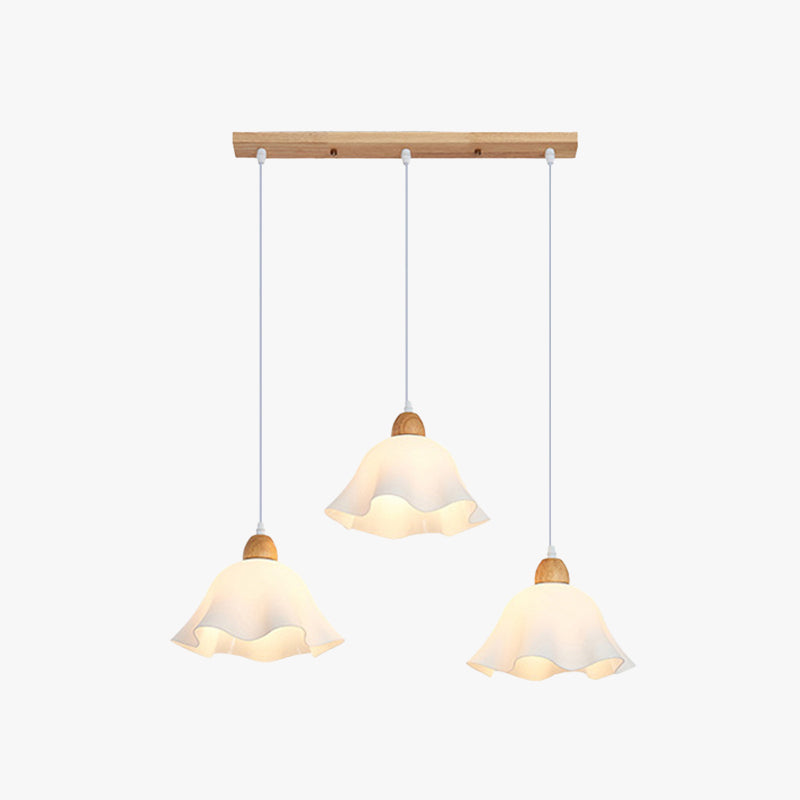 Muto Minimalist Flower Acrylic/Wood Pendant Light, White