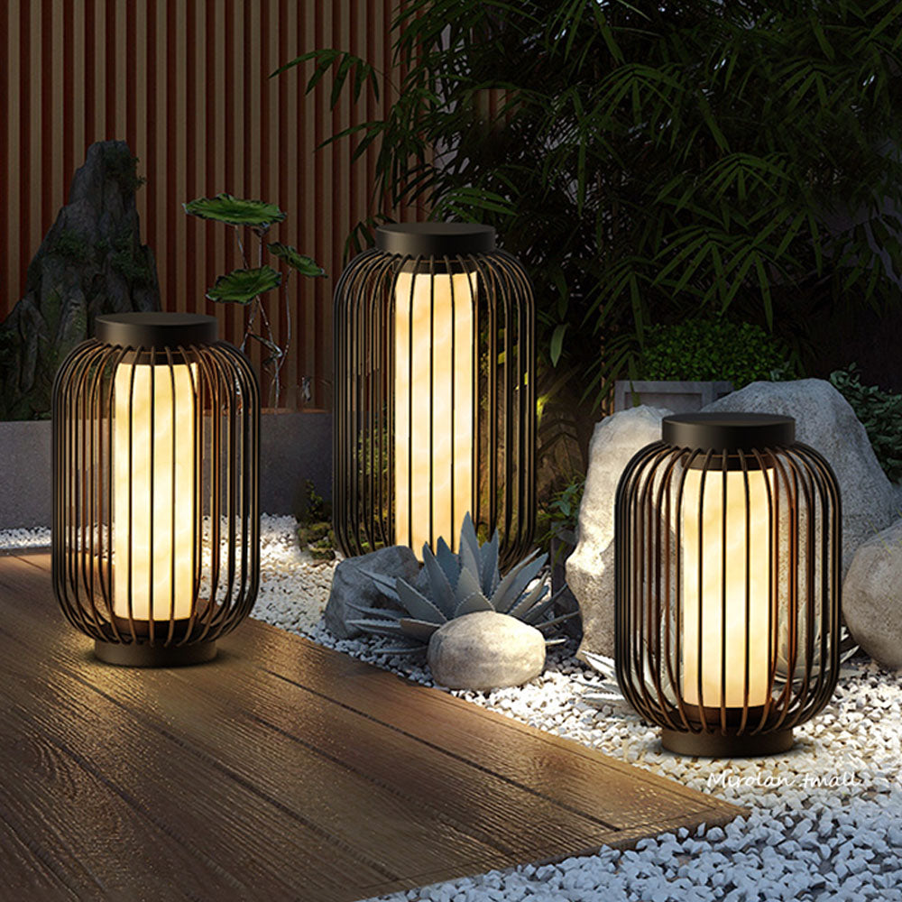 Ray Lantern Solar/Rechargeable Outdoor Floor Lamp, Brown