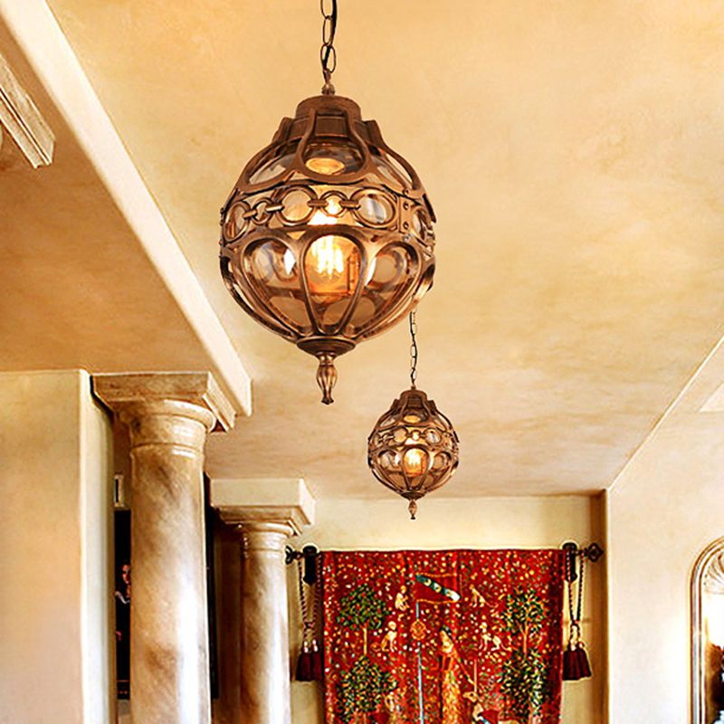 Silva Loft Sphere Vintage Farmhouse Rustic Pendant Light Black/Bronze Dining Room