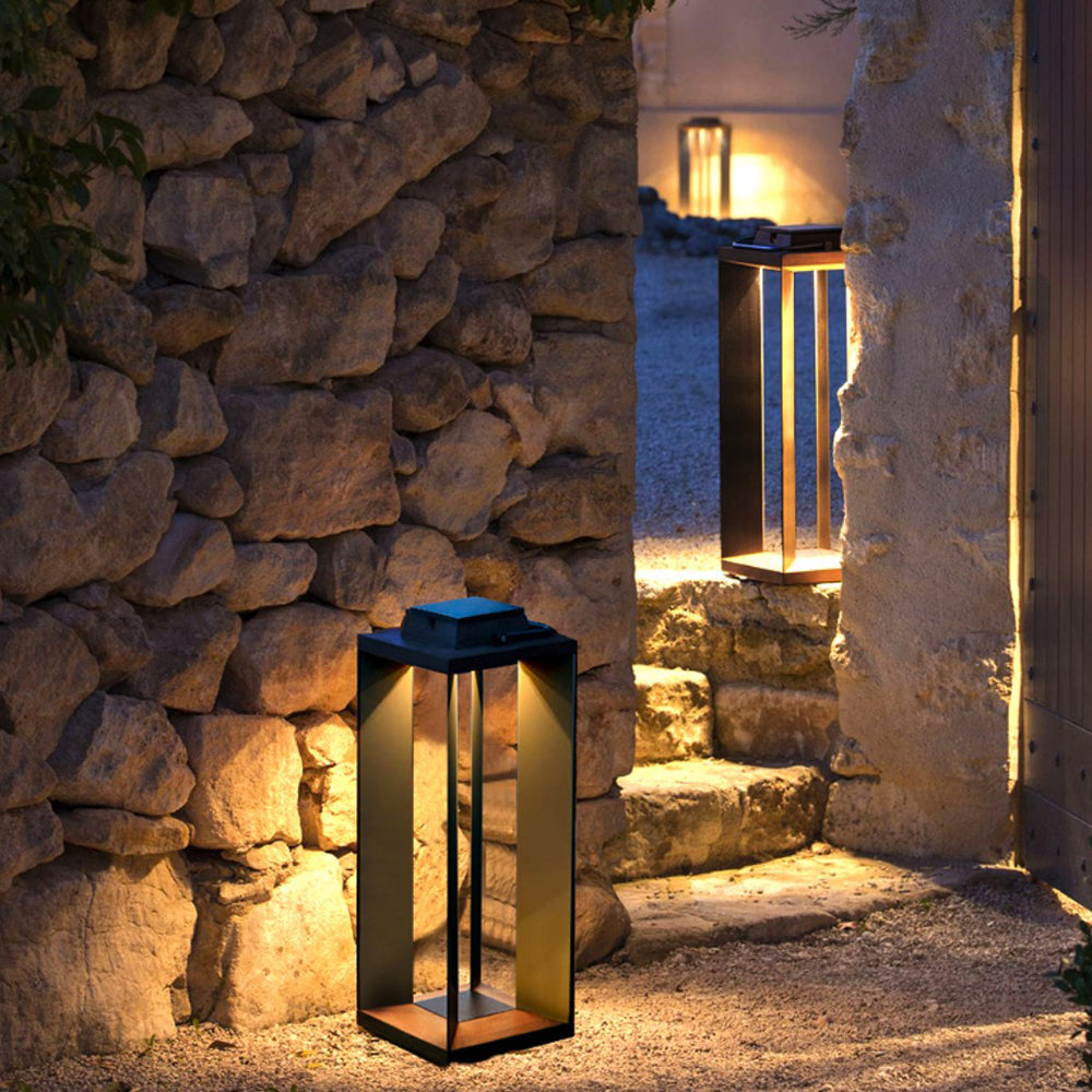 Ray Minimalist Cuboid Outdoor Floor Lamp, Hardwired, Black