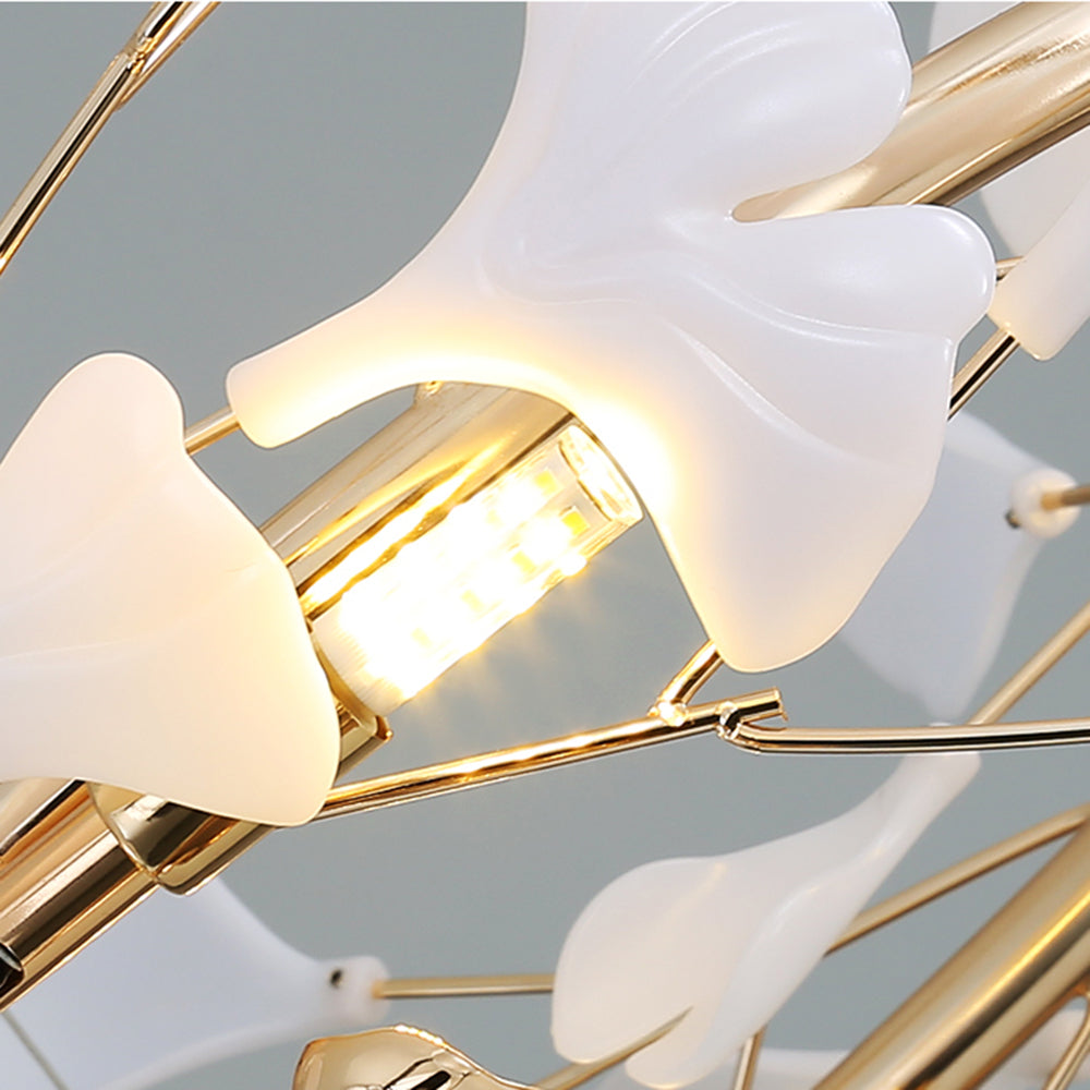 Olivia Ginkgo Leaf Modern Petal Shaped Metal Chandelier, Gold