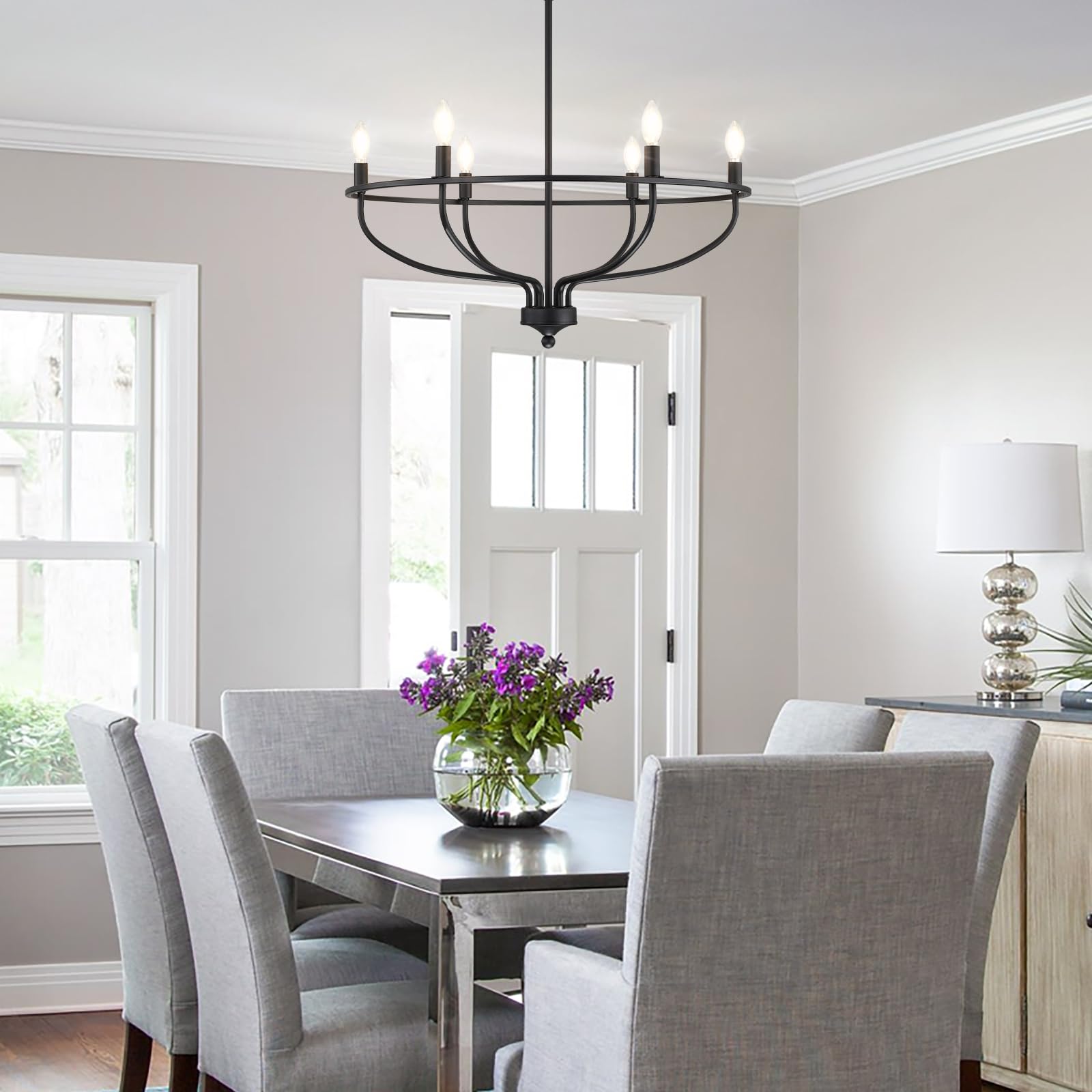 Silva Industrial Metal Candle Chandelier Black/Champagne Living Room/Bedroom