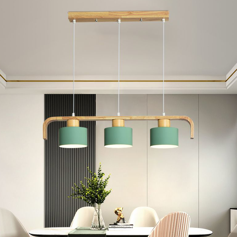 Valentina Pendant Light Cylinder Nordic, Bamboo, White/Green/Gray, Bedroom