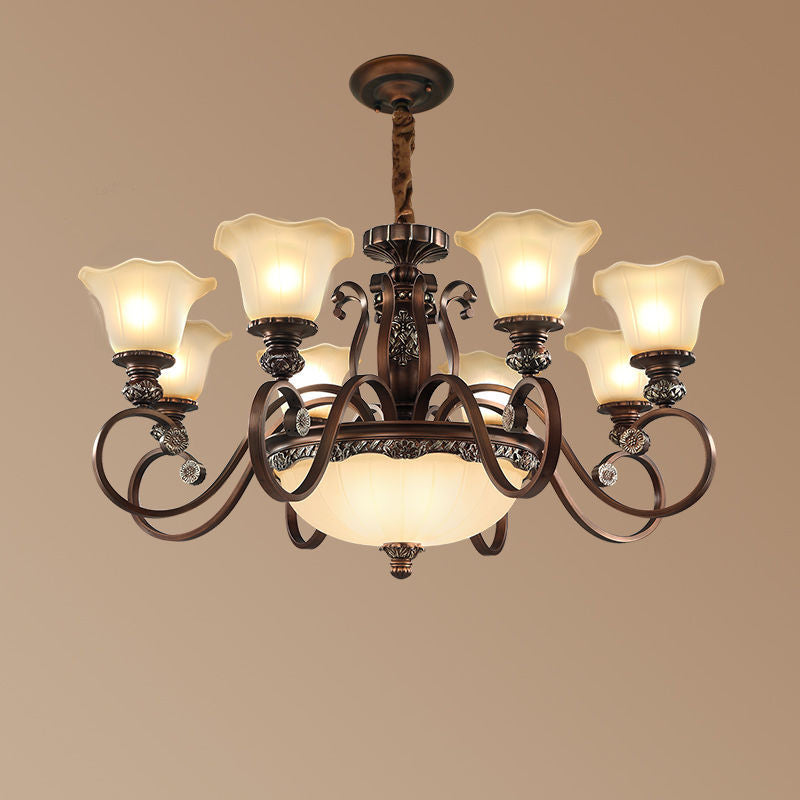 Arisha Retro Flower Pendant Light Metal Glass Living Room Bedroom