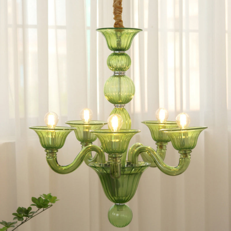 Silva   Chandelier Retro Glass  Yellow&Green&Clear